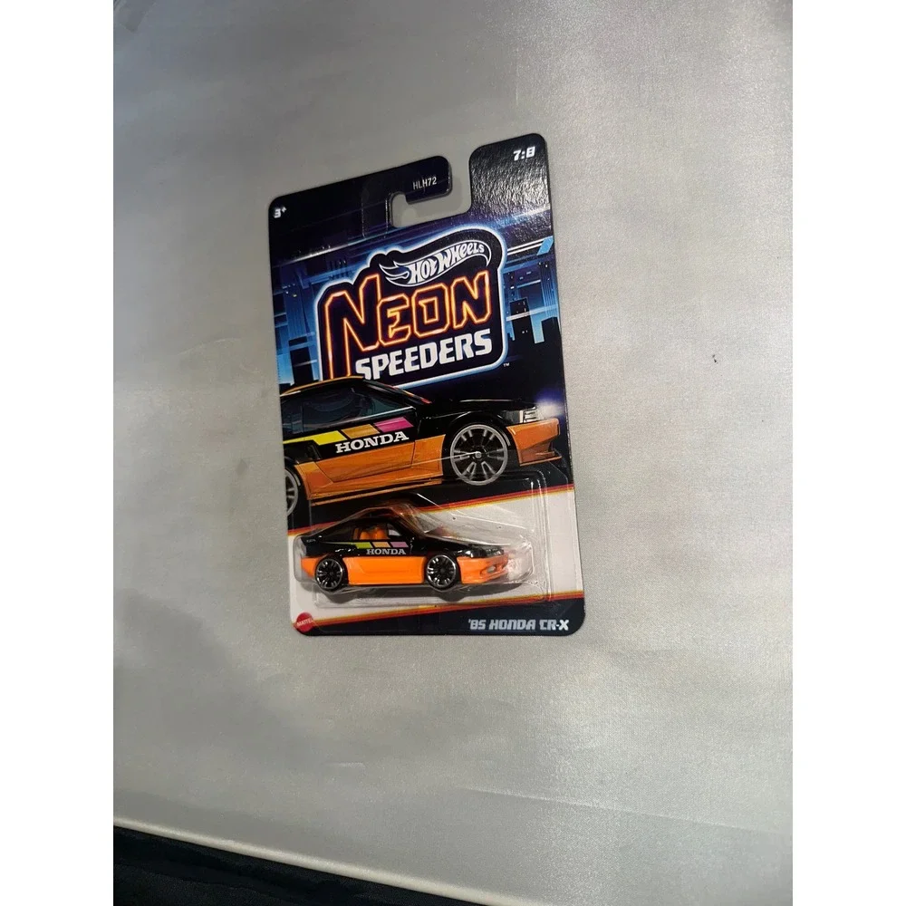 Hot Wheels Neon Speeders 85 Honda CR-X Black Orange Diecast Car HLH72 7/8